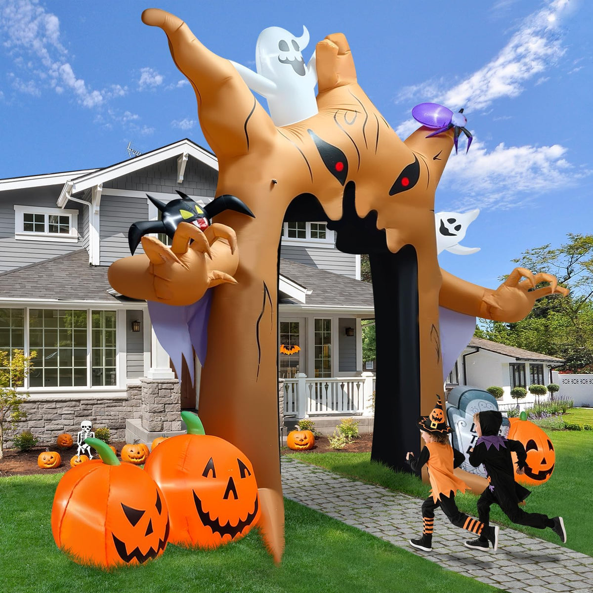 KALOLARY 12FT Ghost Halloween Inflatable Archway - setup and accessories