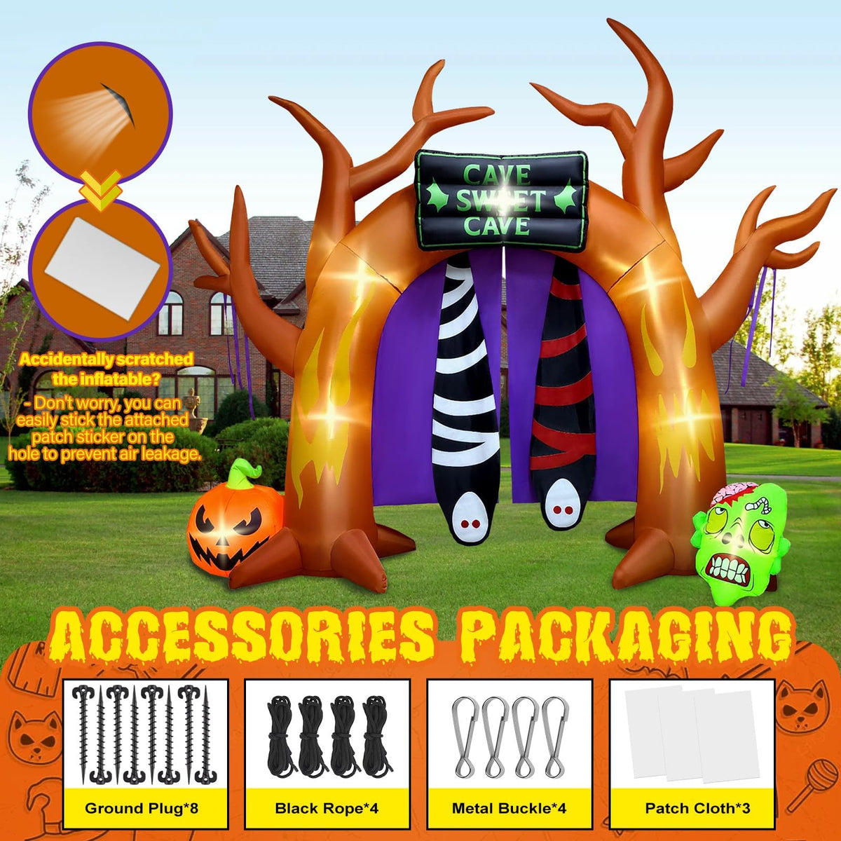 KALOLARY 10FT Pumpkin Halloween Inflatable Archway - outdoor scene