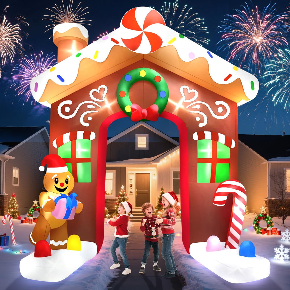 KALOLARY 10FT Gingerbread Man Christmas Inflatable Archway - main product view