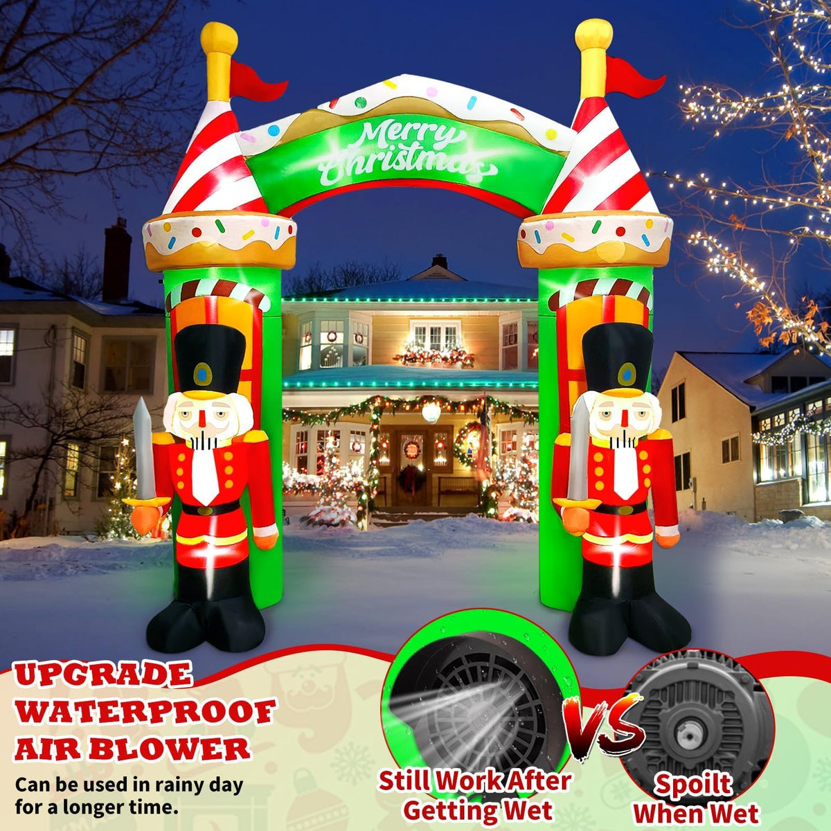 KALOLARY 9FT Nutcracker Christmas Inflatable Archway - outdoor scene