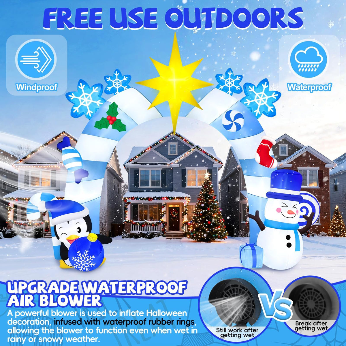 KALOLARY 16FT Snowman Christmas Inflatable Archway - outdoor scene