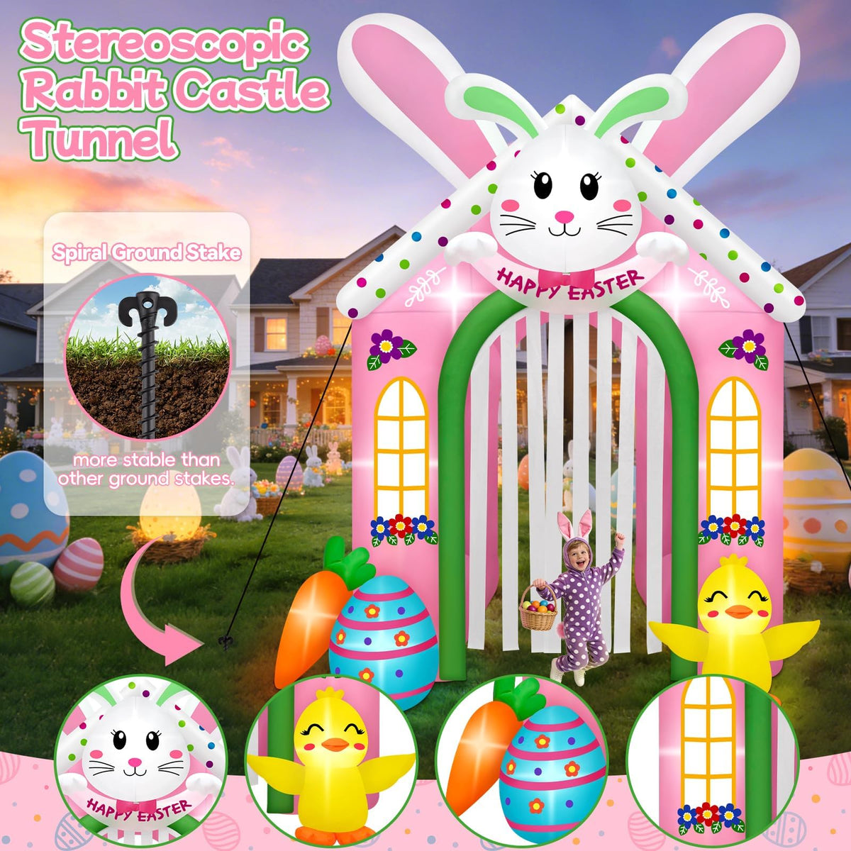 KALOLARY 12FT Easter Holidays Inflatable Archway - lighted yard display