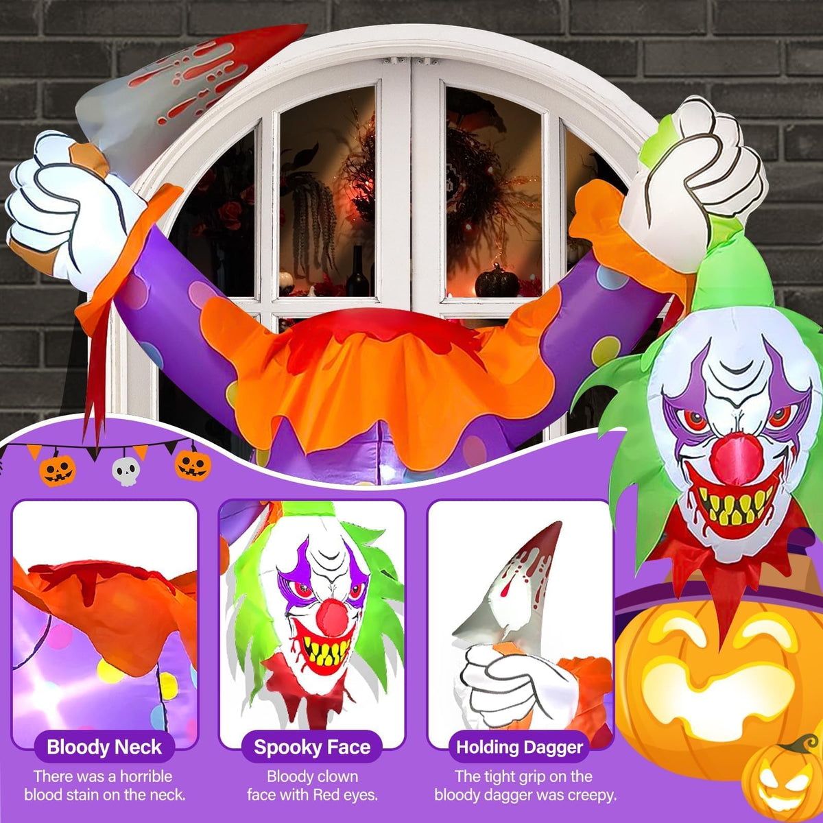 KALOLARY 4.5FT Clown Halloween Yard Inflatable - outdoor scene