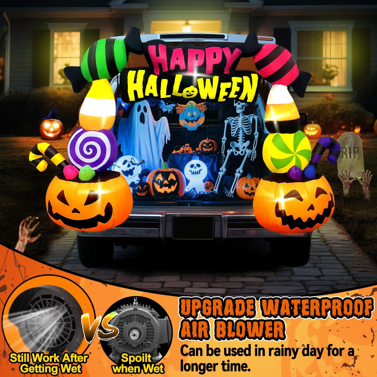 KALOLARY 6FT Candy Halloween Inflatable Archway - size reference