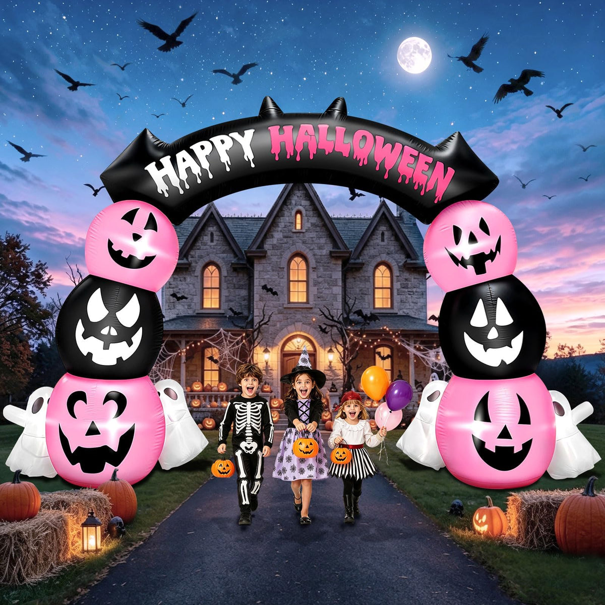 KALOLARY 10FT Ghost Halloween Inflatable Archway - main product view
