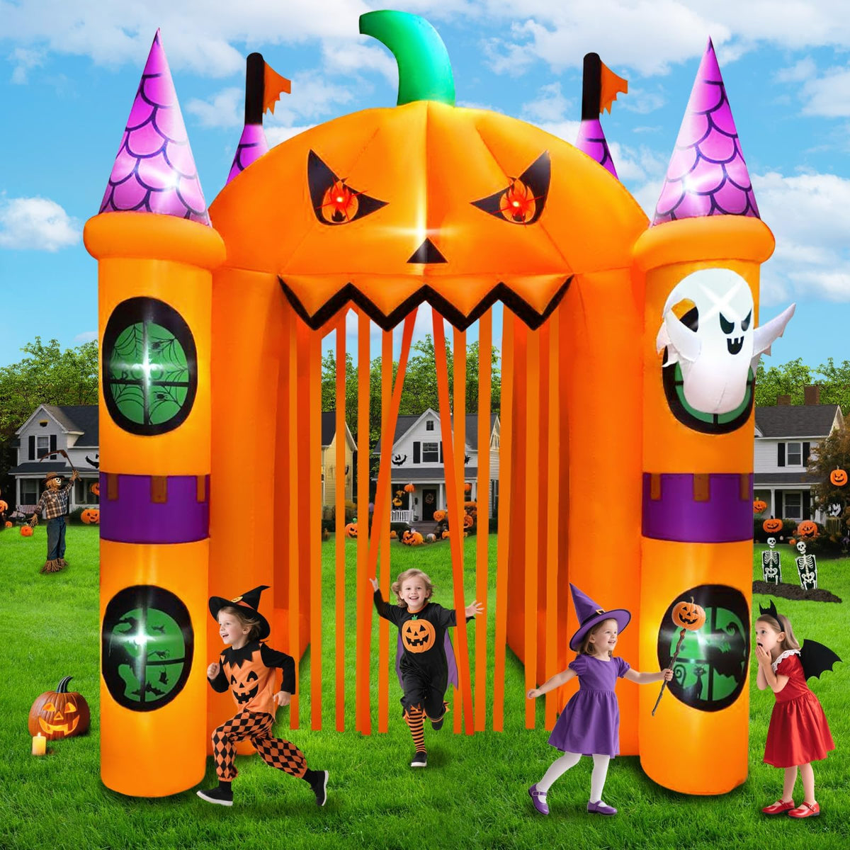 KALOLARY 12FT Pumpkin Halloween Inflatable Archway - detail view