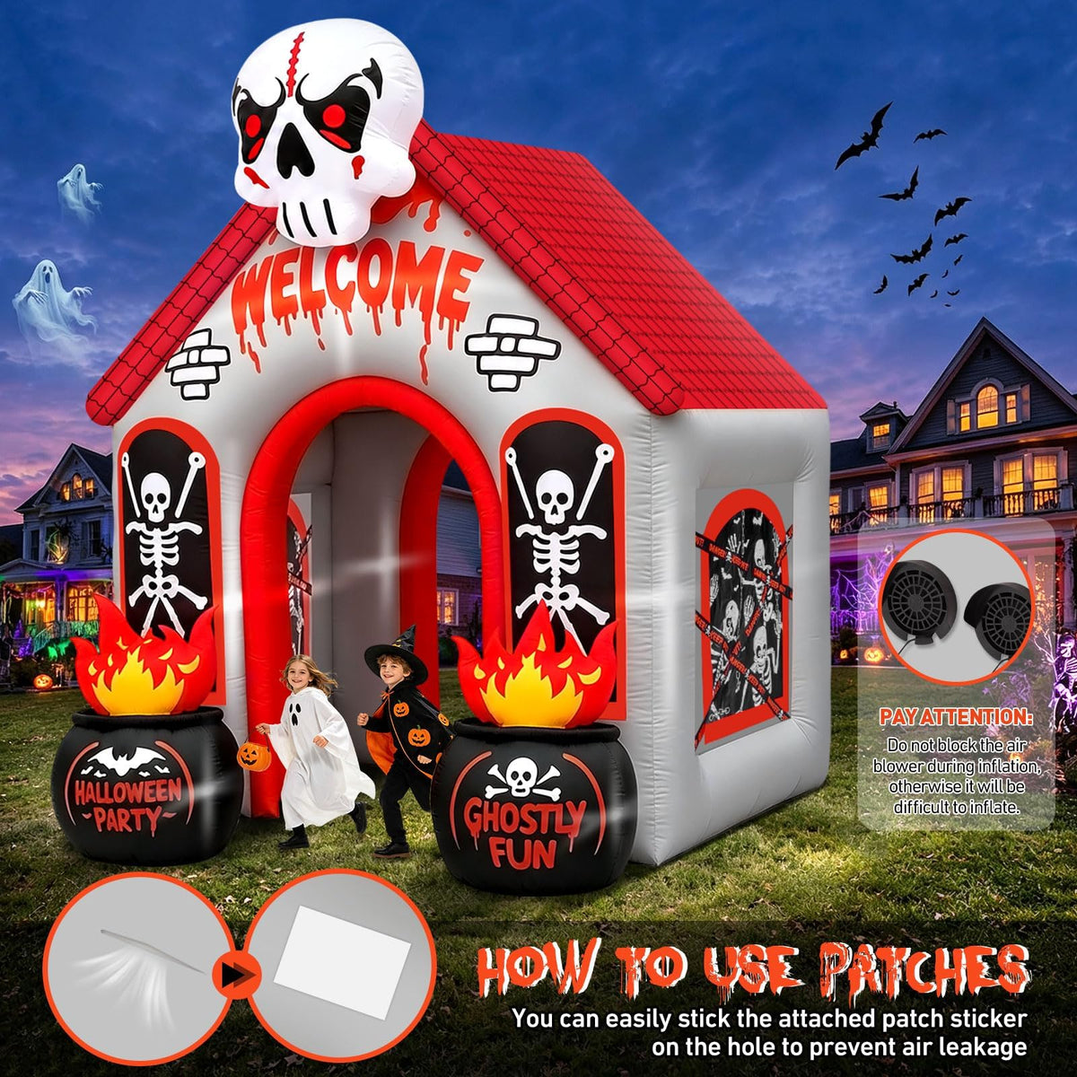 KALOLARY 11FT Ghost Halloween Inflatable Archway - detail view