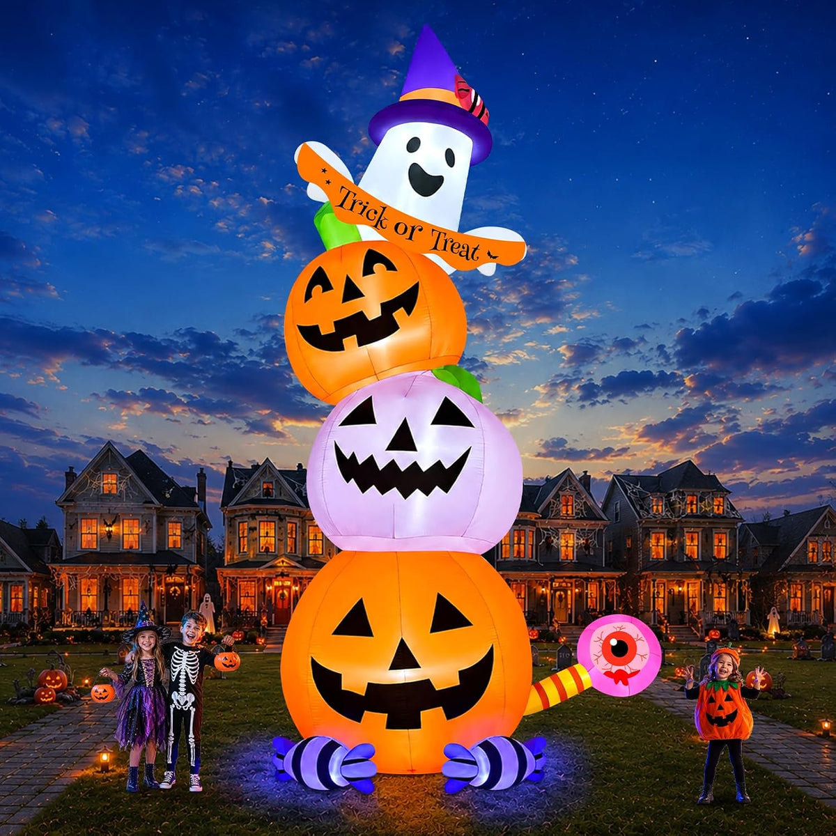 KALOLARY 20FT Stacked Pumpkin Halloween Yard Inflatable - main product view