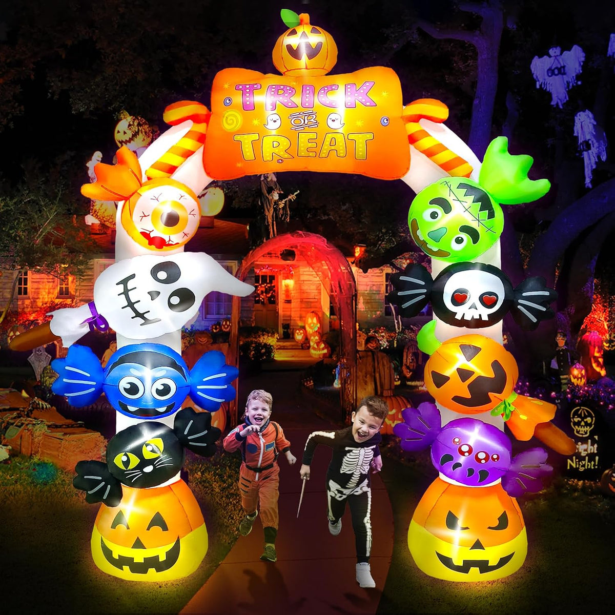 KALOLARY 10FT Candy Ghost Halloween Inflatable Archway - outdoor Halloween scene