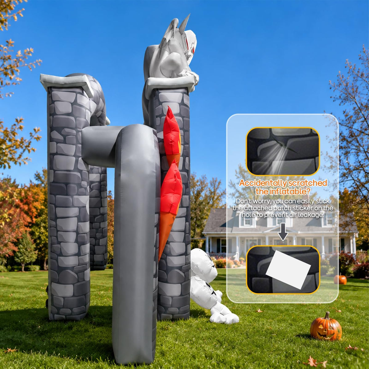 KALOLARY 13FT Cemetery Halloween Inflatable Archway - setup and accessories