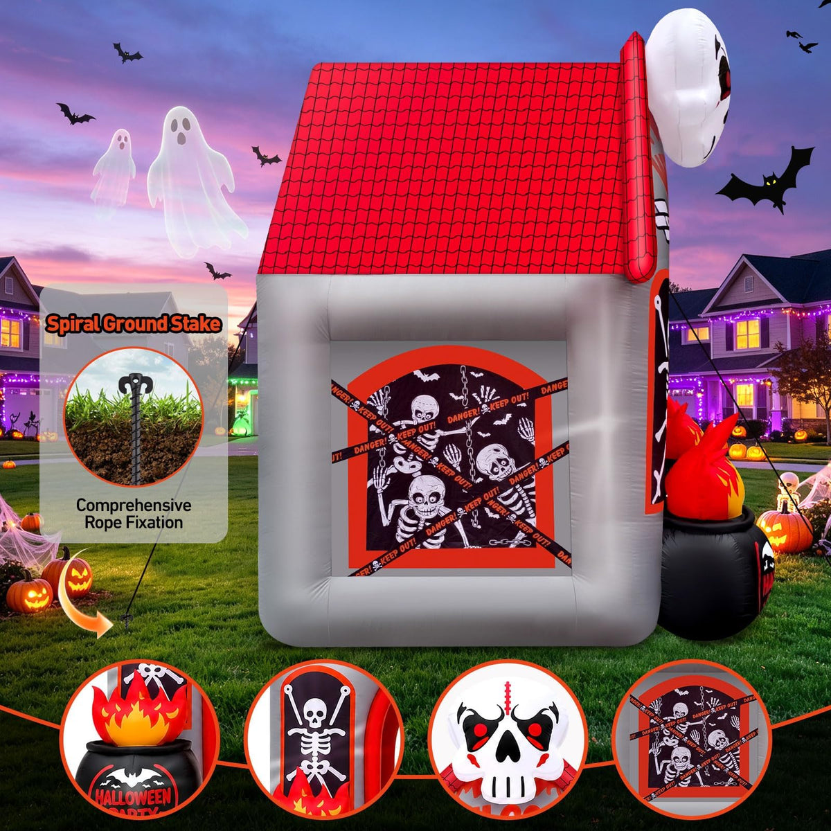 KALOLARY 11FT Ghost Halloween Inflatable Archway - outdoor scene