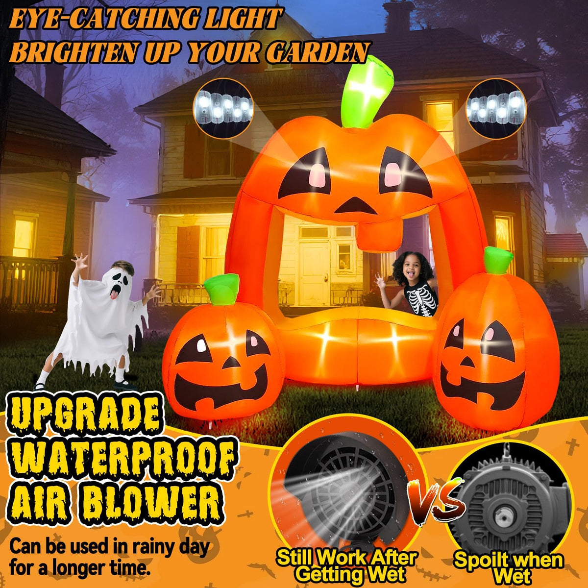 KALOLARY 7FT Pumpkin Halloween Yard Inflatable - size reference