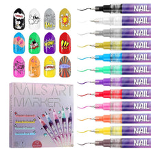 Load image into Gallery viewer, 12 Color Acrylic paint pen Set, Kalolary Nail Polish Pens Nail Point Graffiti Dotting Pen Drawing Painting Liner Brush for DIY Nail Art Beauty Adorn Manicure Tools
