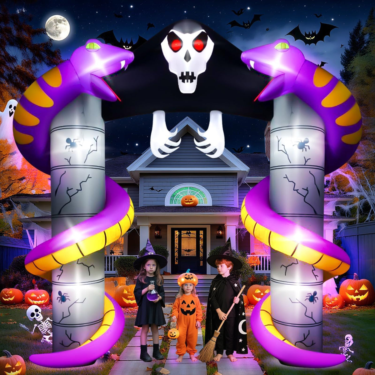 KALOLARY 10FT Ghost Halloween Inflatable Archway - detail view