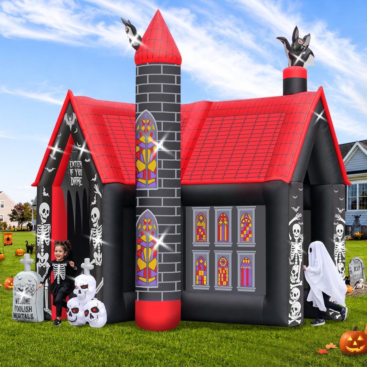 KALOLARY 10FT Haunted House Halloween Inflatable Archway - lighted yard display
