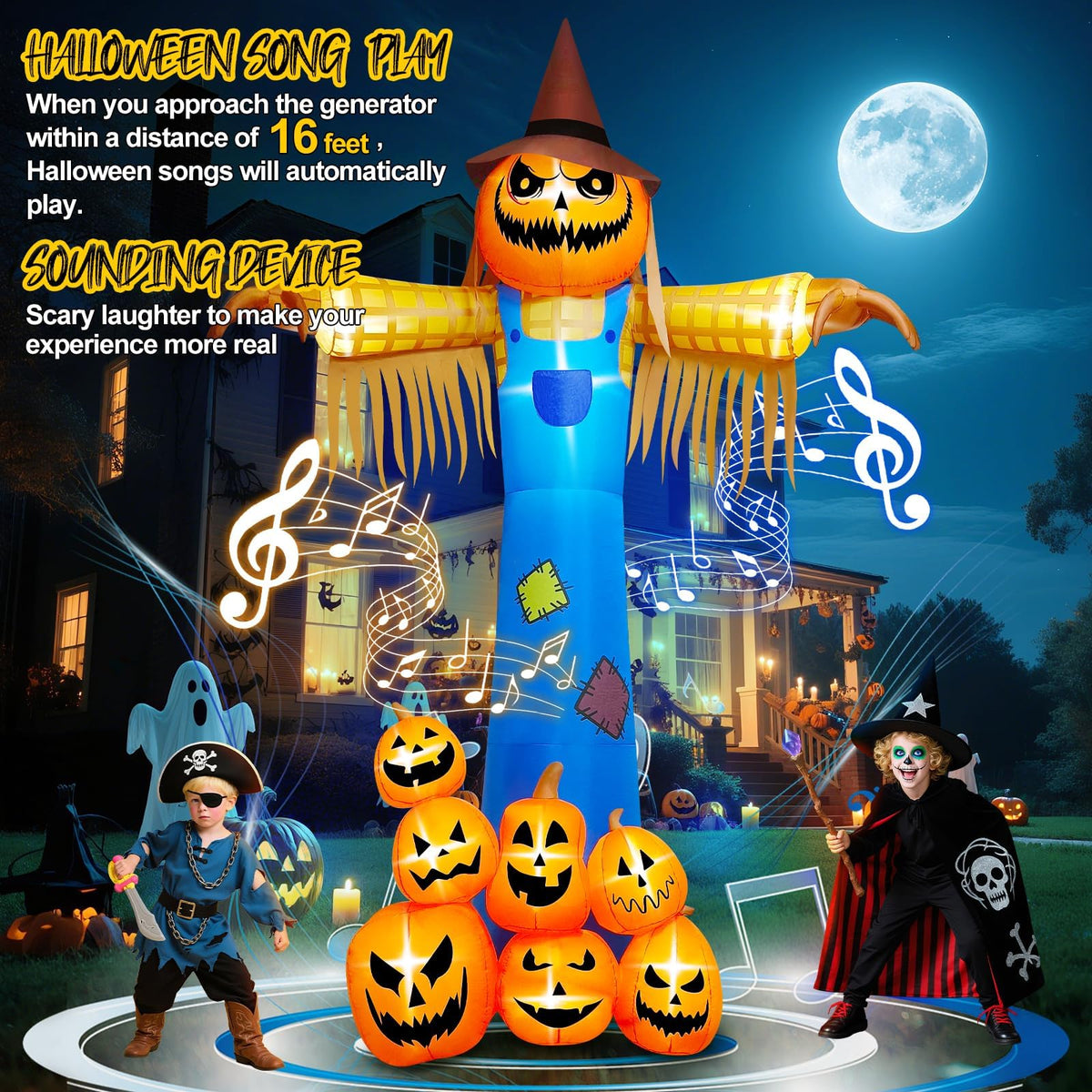 KALOLARY 12.5FT Pumpkin Halloween Yard Inflatable - detail view
