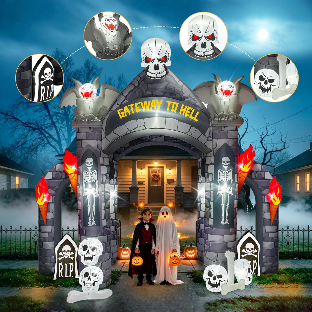 KALOLARY 13FT Cemetery Halloween Inflatable Archway - size reference
