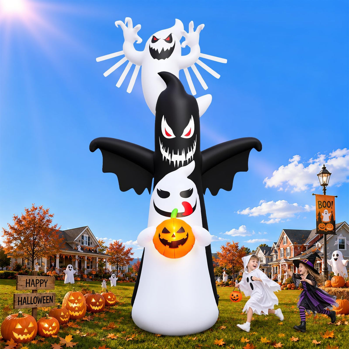 KALOLARY 20FT Ghost Halloween Yard Inflatable - package contents