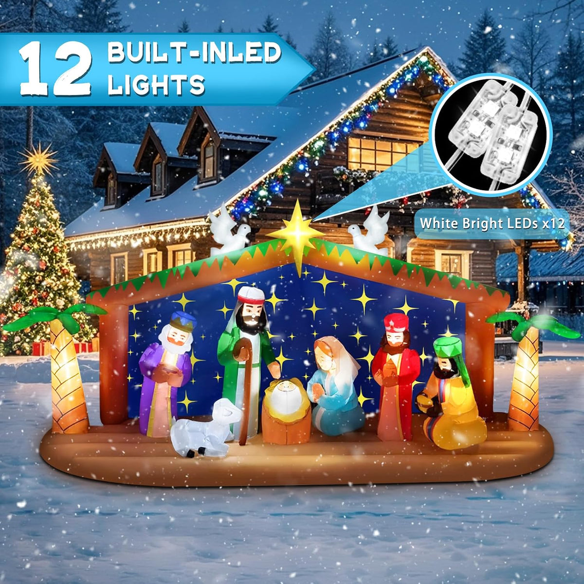KALOLARY 12FT Nativity Scene Christmas Yard Inflatable - size reference