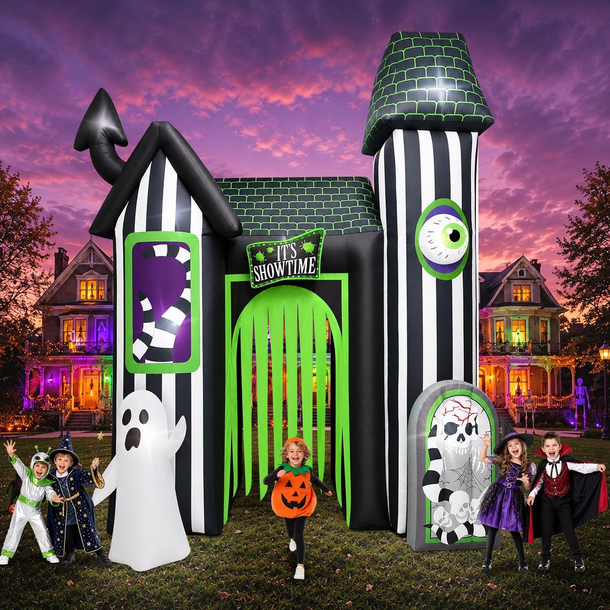 KALOLARY 12FT Ghost Halloween Inflatable Archway - outdoor scene