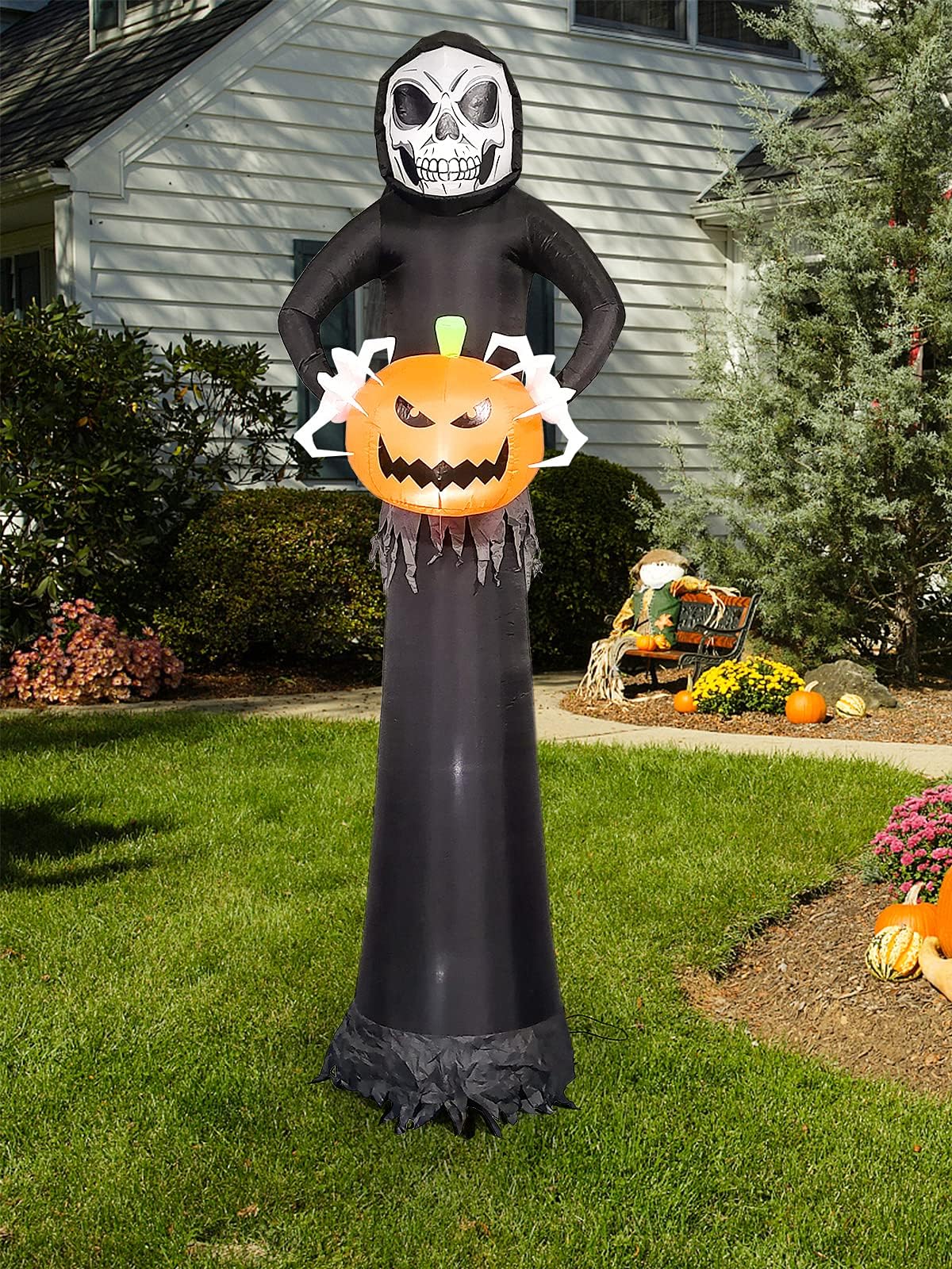KALOLARY 8.8FT Ghost Halloween Yard Inflatable - setup and accessories