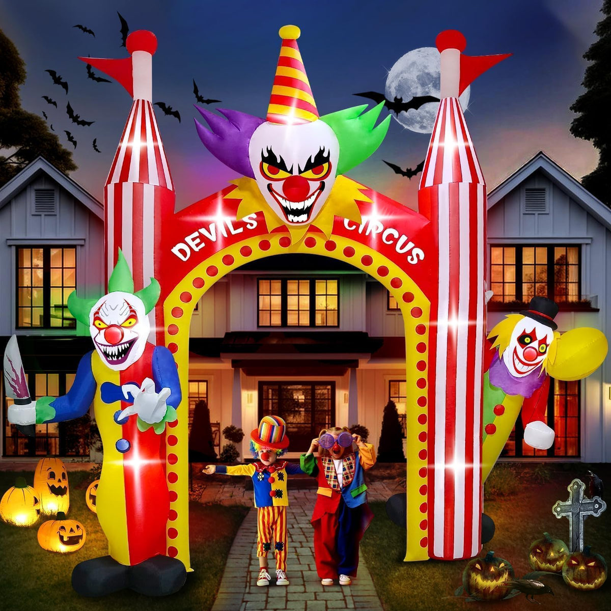 KALOLARY 12FT Clown Halloween Inflatable Archway - outdoor scene