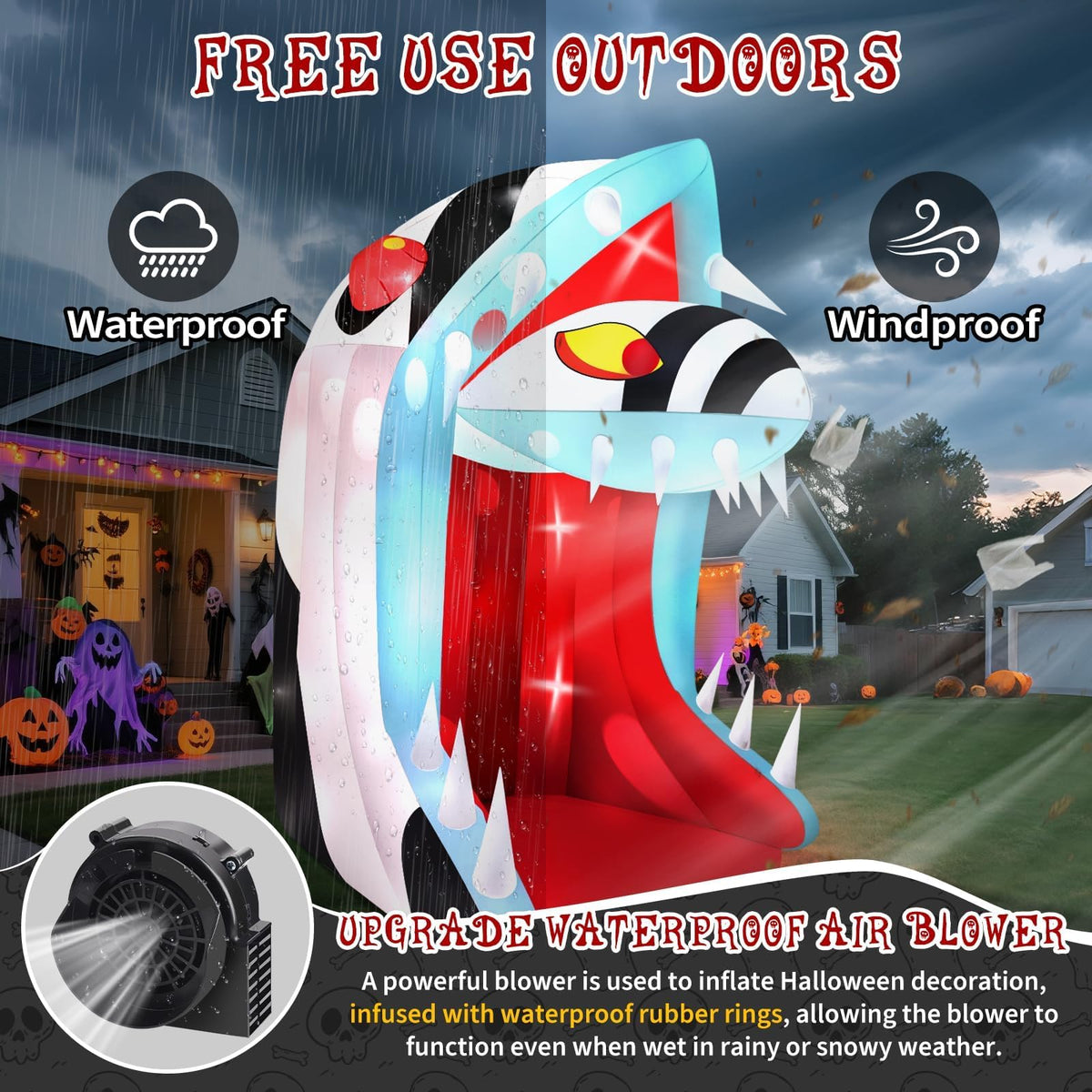 KALOLARY 10FT Decor With Open Mouth Archway Snake Head Halloween Inflatable Archway - outdoor scene