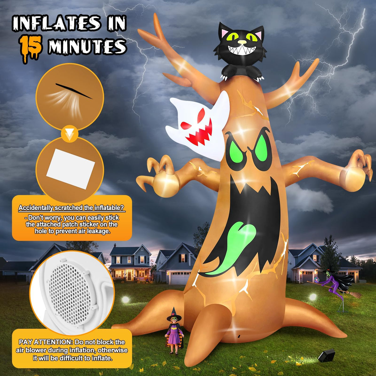 KALOLARY 20FT Ghost Halloween Yard Inflatable - lighted yard display