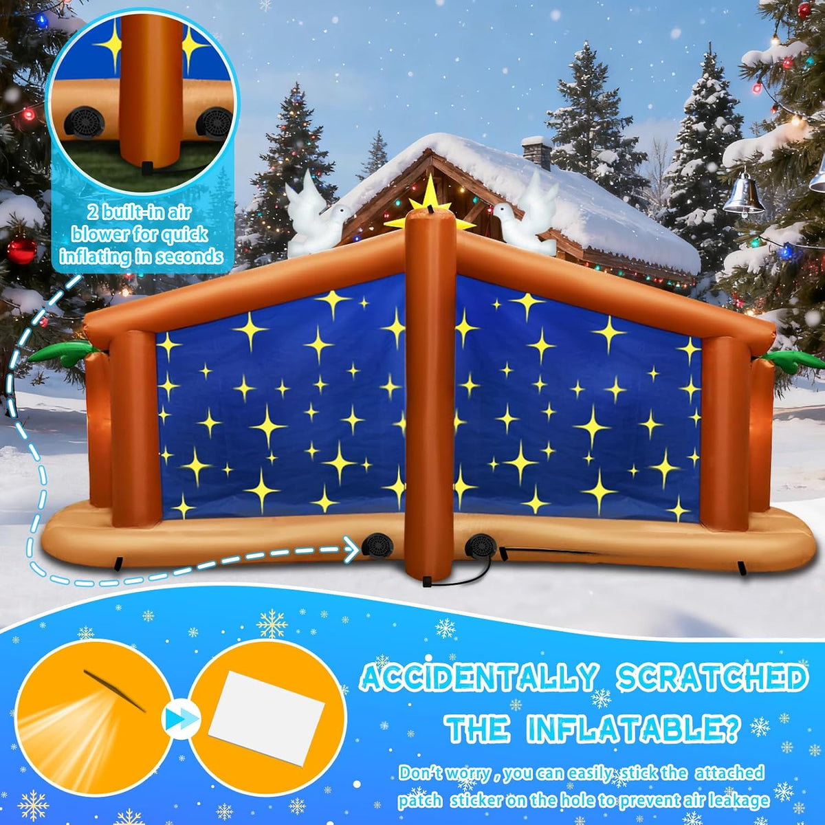 KALOLARY 12FT Nativity Scene Christmas Yard Inflatable - package contents