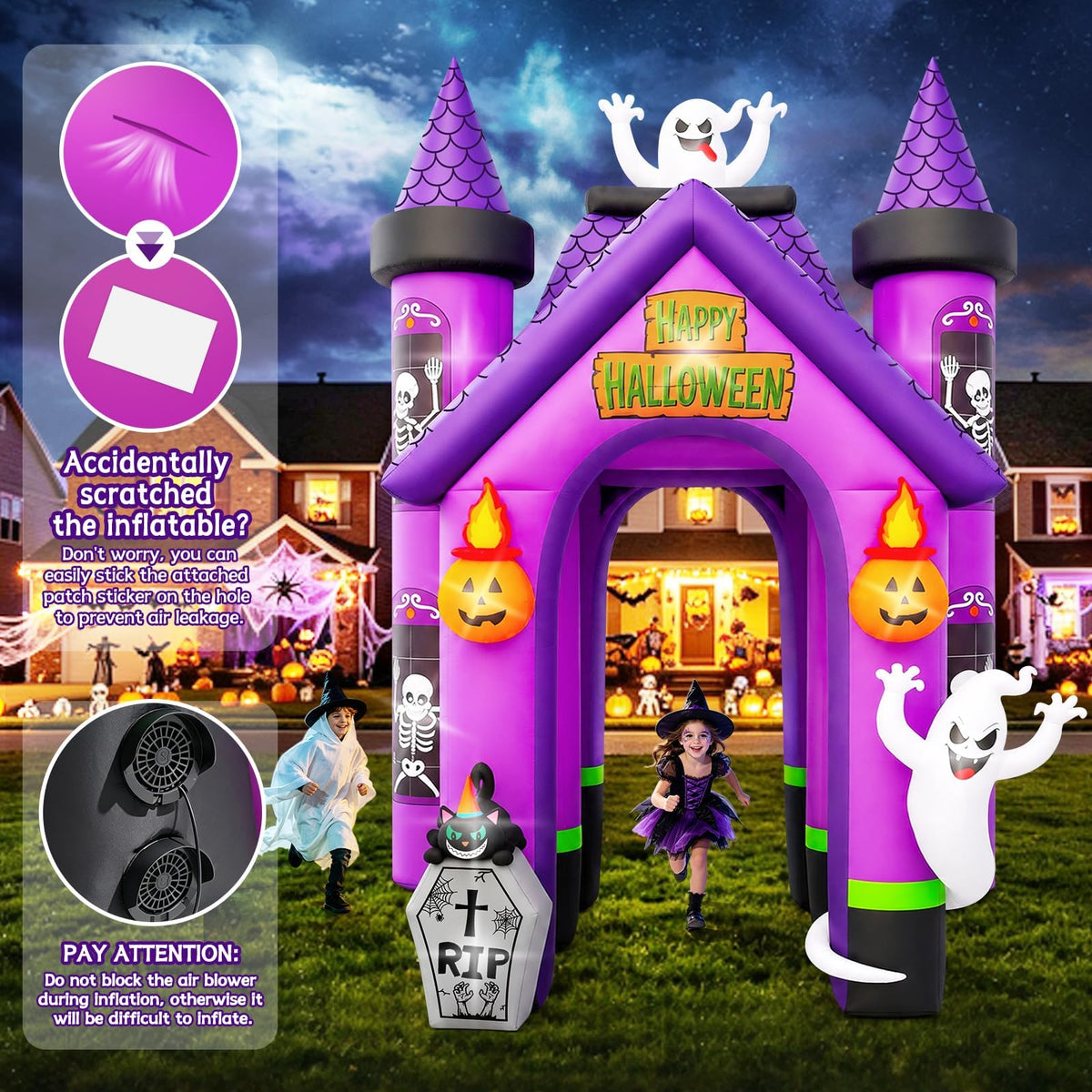 KALOLARY 12FT Ghost Halloween Inflatable Archway - outdoor scene