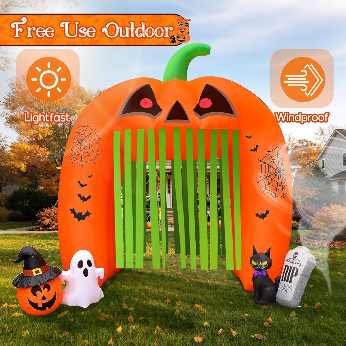 KALOLARY 12FT Pumpkin Halloween Inflatable Archway - size reference