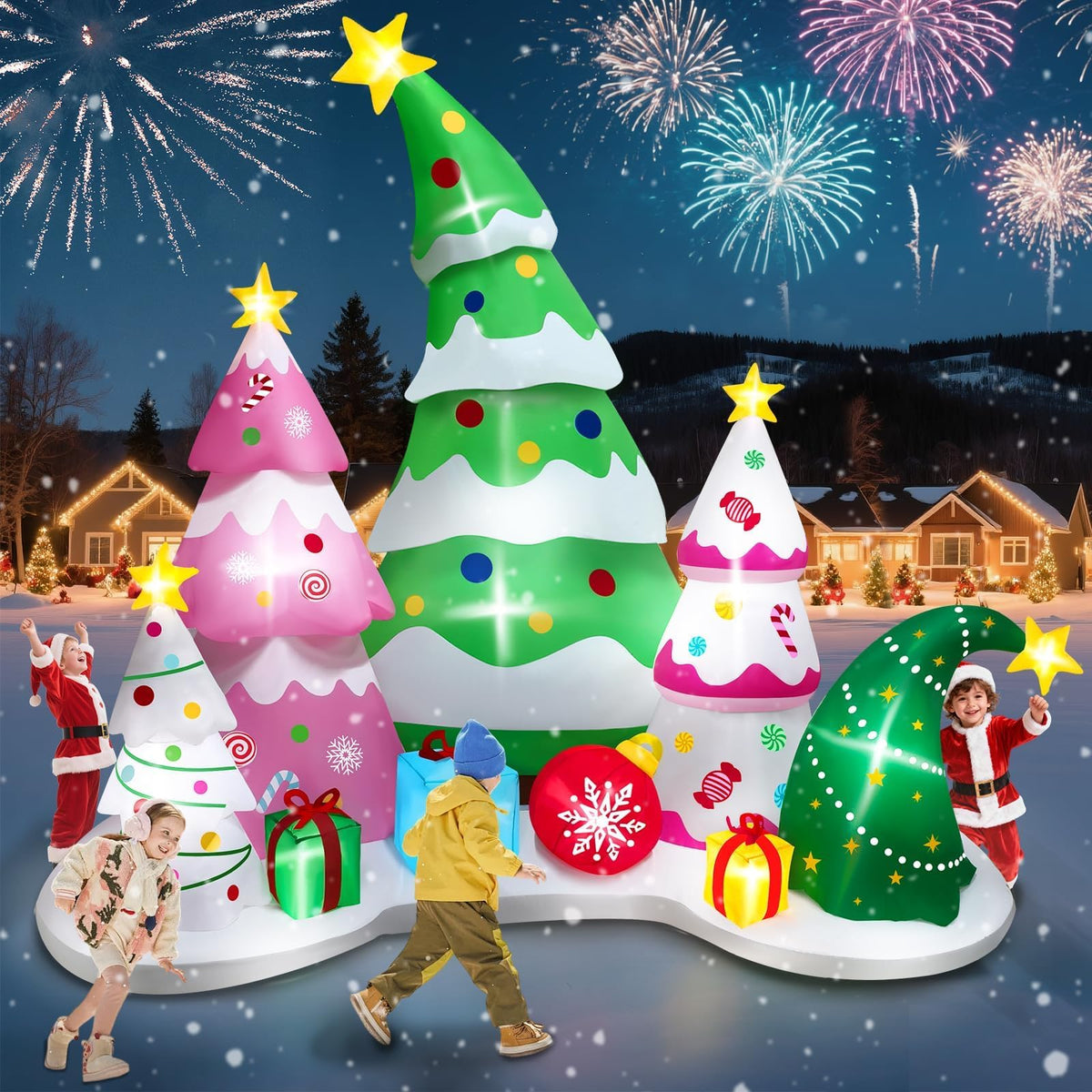 KALOLARY 9FT Tree Set Blow Up Tree For Home Christmas Yard Inflatable - detail view