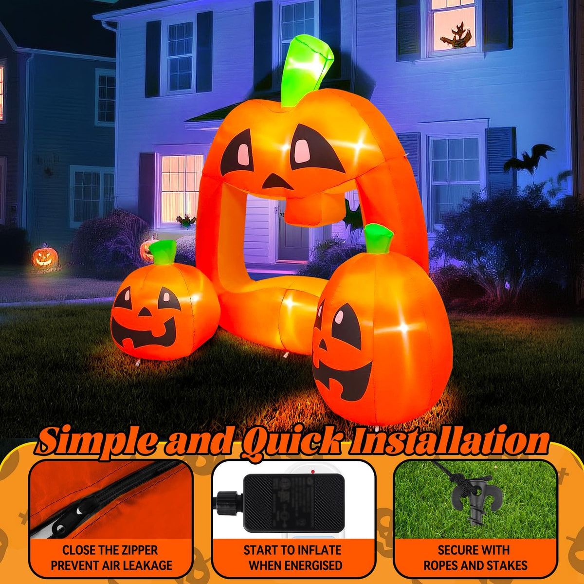 KALOLARY 7FT Pumpkin Halloween Yard Inflatable - package contents