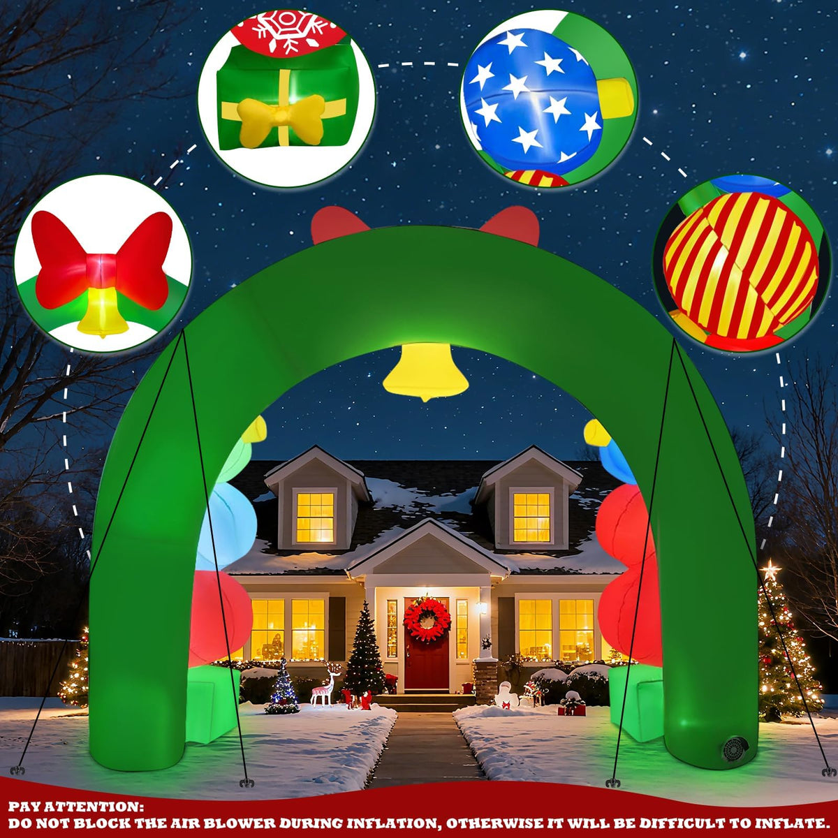 KALOLARY 11.4FT Gift Boxes Christmas Inflatable Archway - size reference