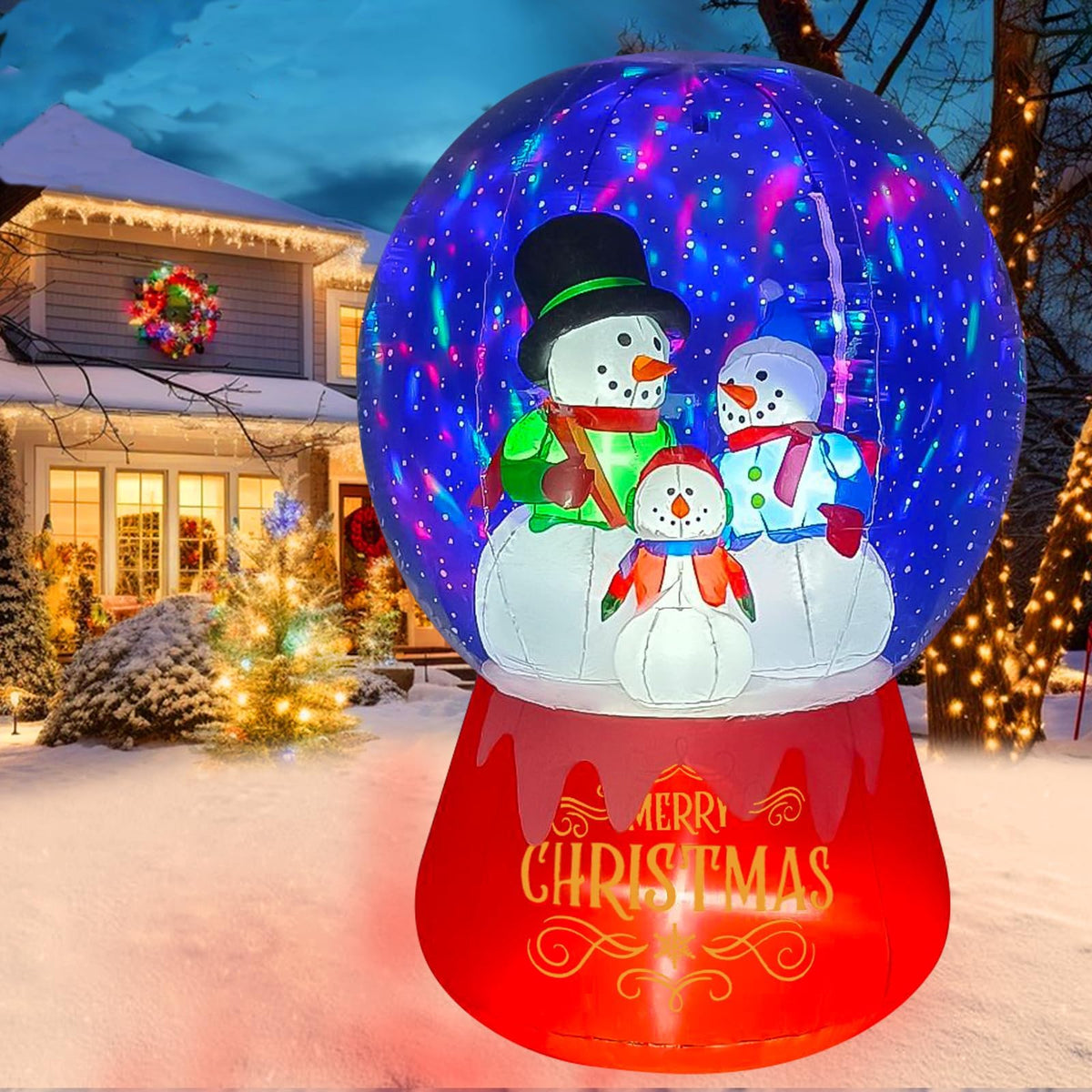 KALOLARY 6FT Snow Globe Snowmen Family With Colorful Chritsmas Christmas Yard Inflatable - main product view