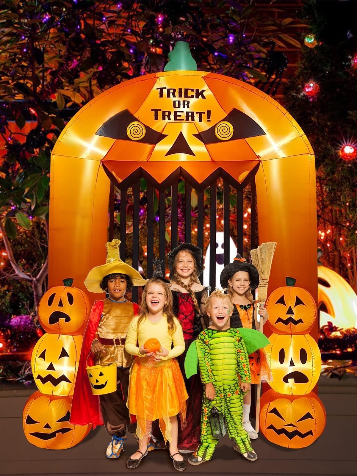 KALOLARY 9.5FT Pumpkin Halloween Inflatable Archway - detail view