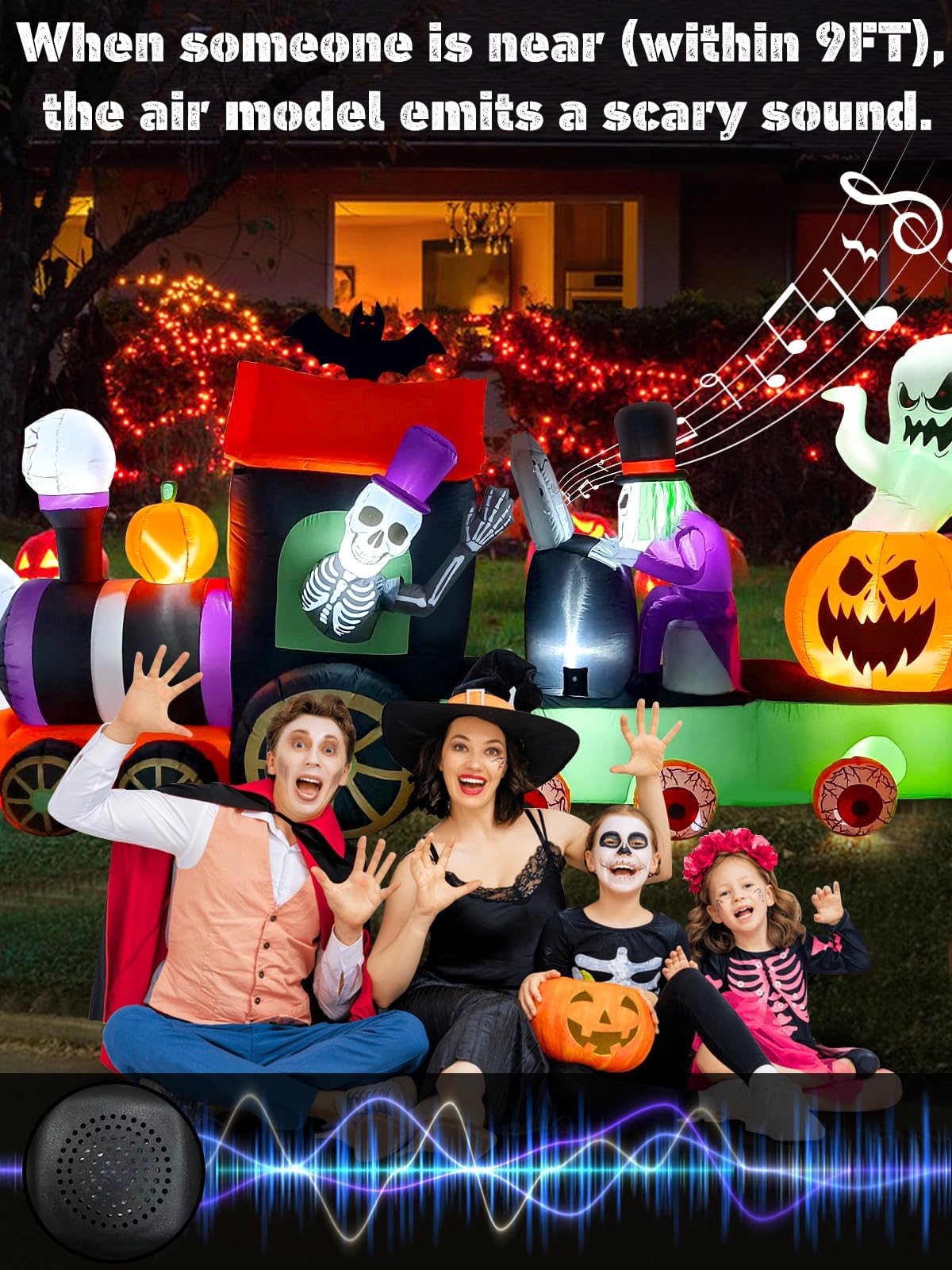 KALOLARY 13FT Train Halloween Yard Inflatable - outdoor scene