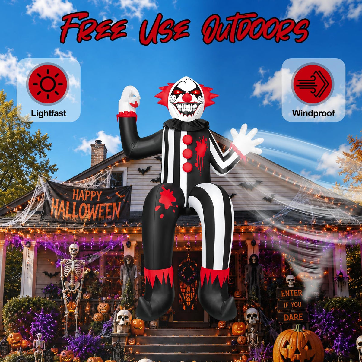 KALOLARY 15FT Clown Halloween Yard Inflatable - outdoor scene