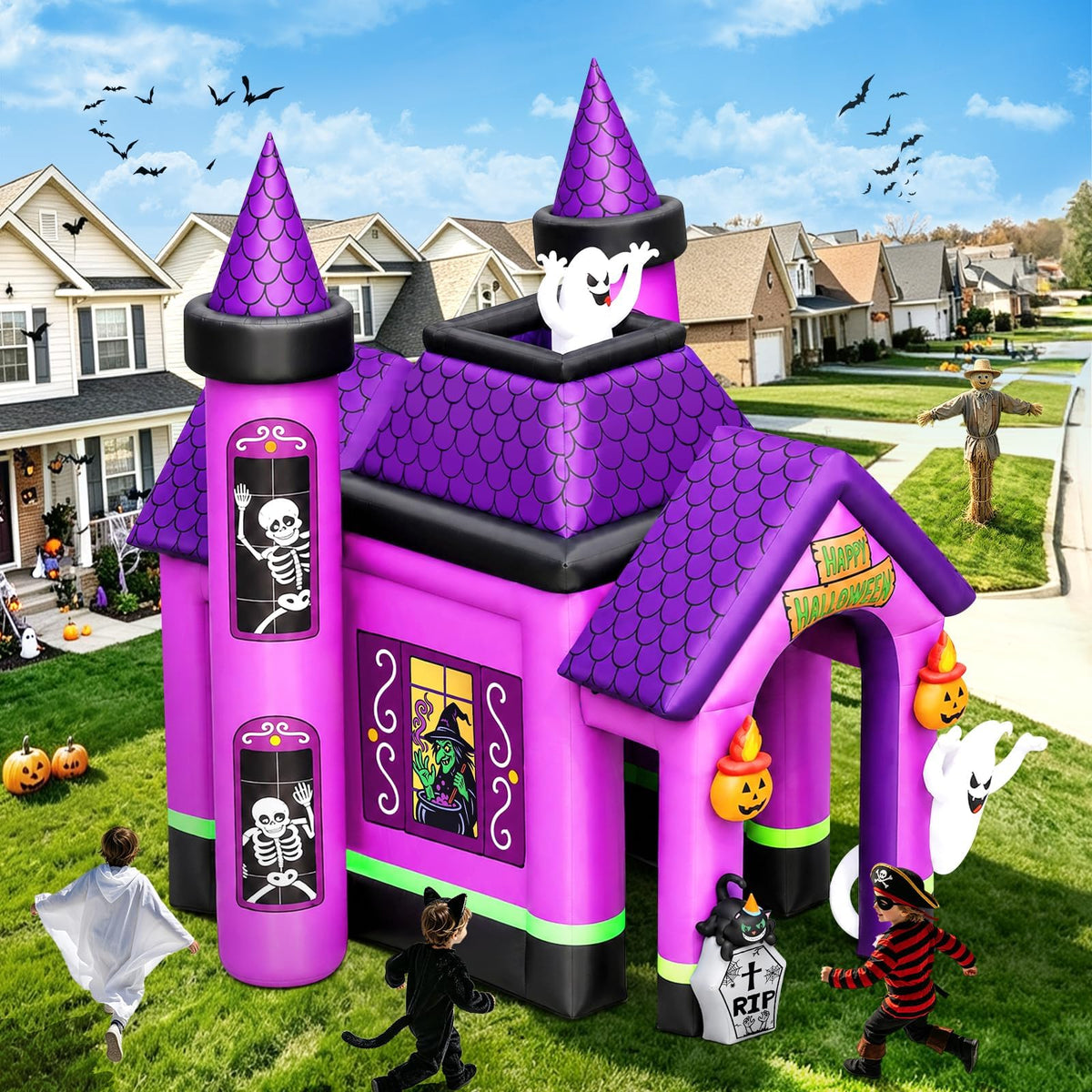 KALOLARY 12FT Ghost Halloween Inflatable Archway - package contents