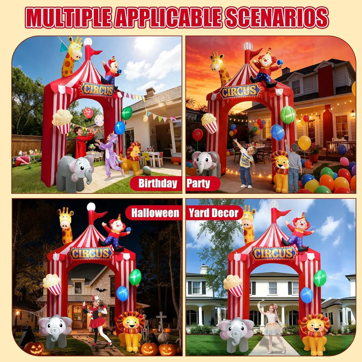KALOLARY 10FT Circus Arch Holidays Inflatable Archway - package contents