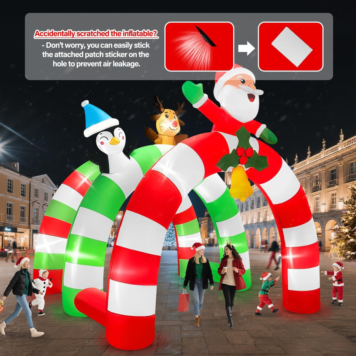 KALOLARY 12FT Santa Christmas Inflatable Archway - setup and accessories