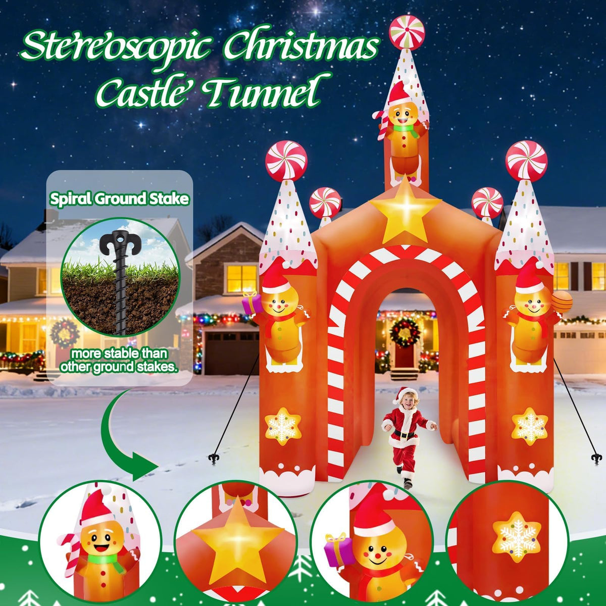 KALOLARY 13FT Gingerbread Man Christmas Inflatable Archway - size reference