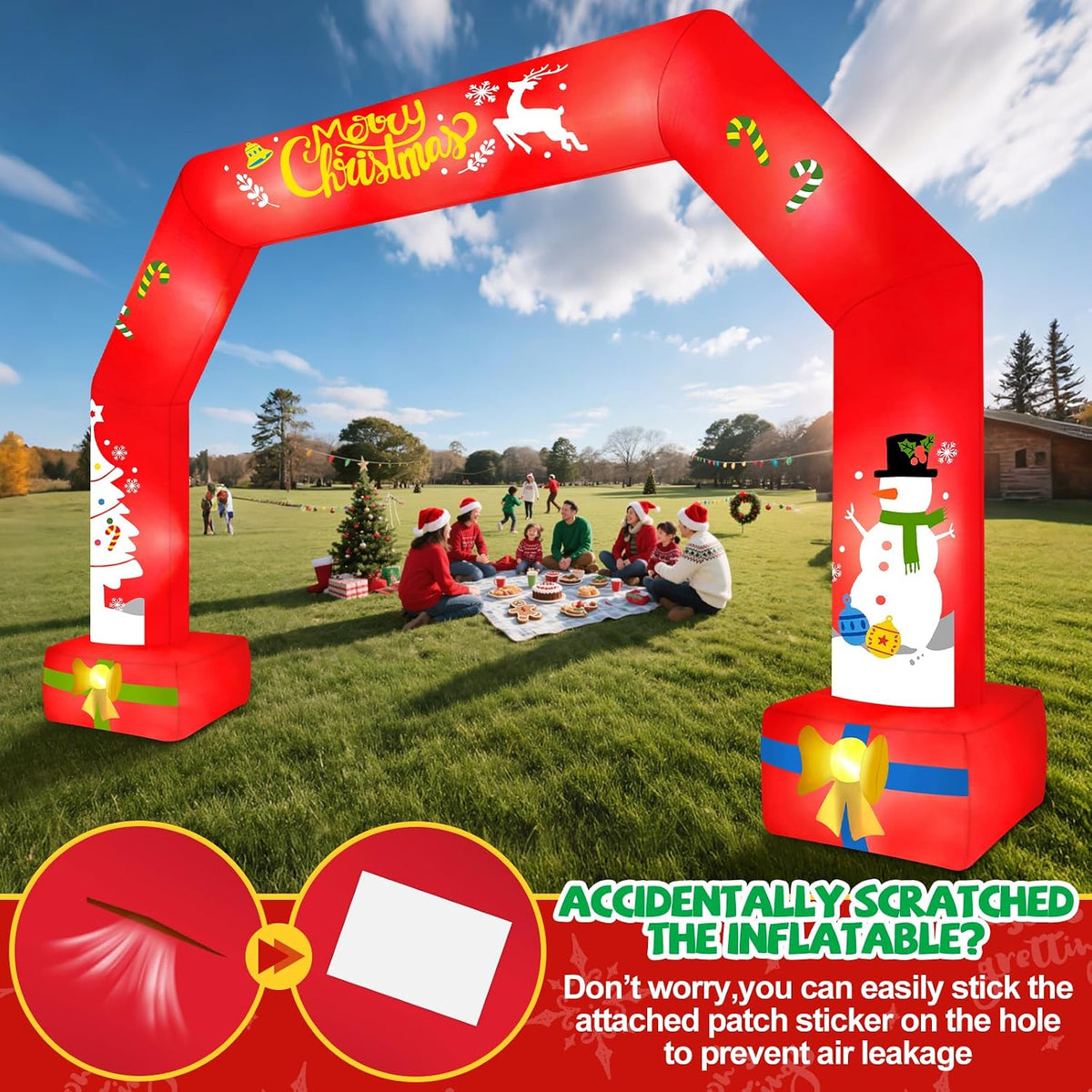 KALOLARY 20FT Christmas Inflatable Archway - setup and accessories