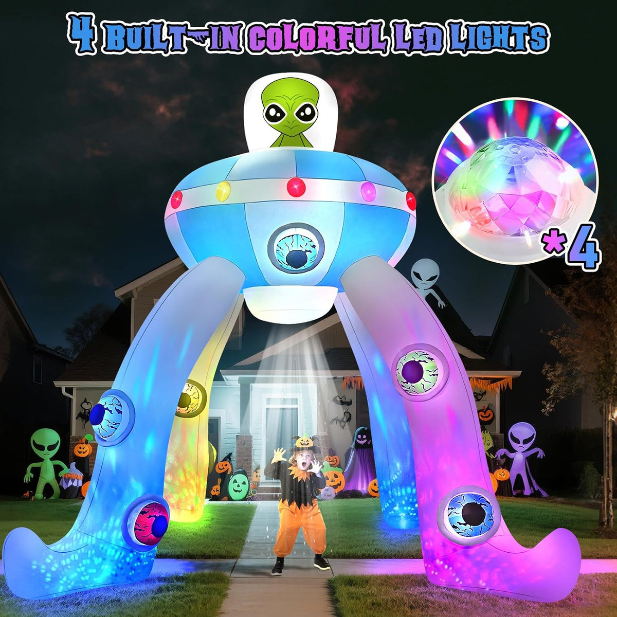 KALOLARY 12FT UFO Alien Halloween Inflatable Archway - size reference