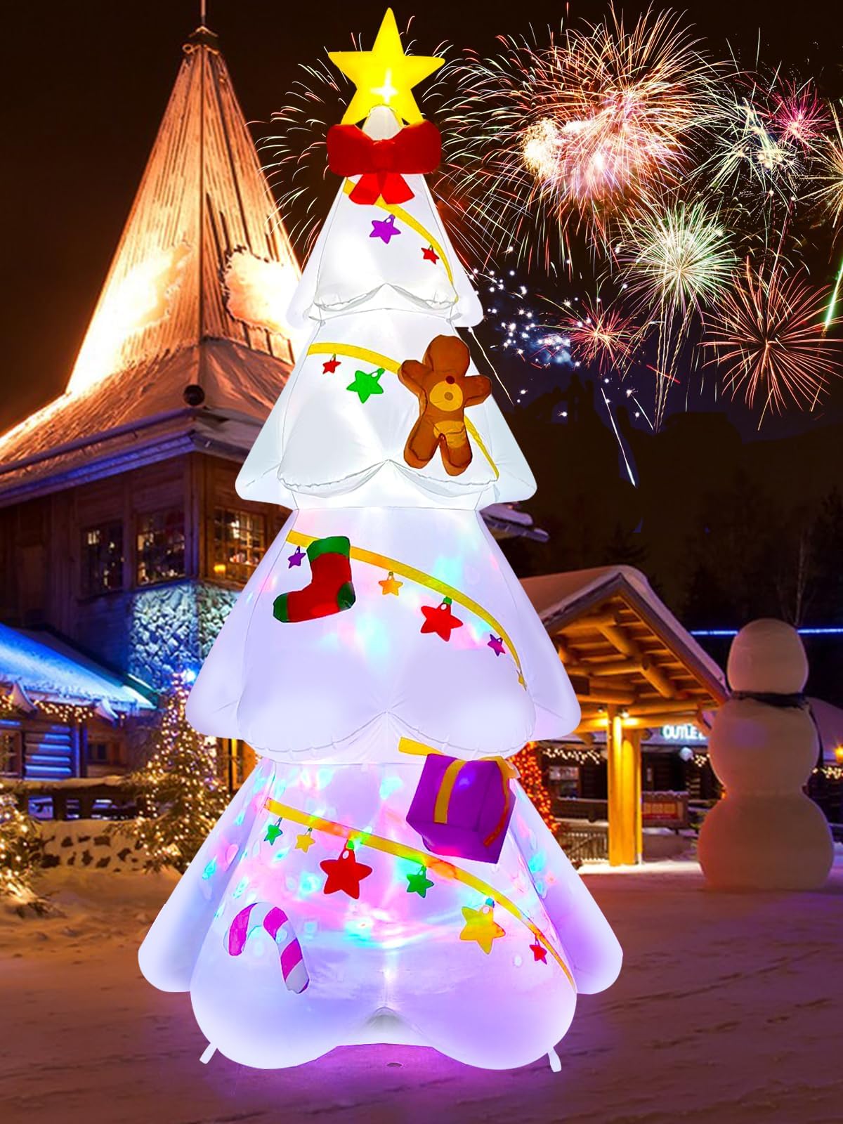KALOLARY 9FT Gingerbread Man Christmas Yard Inflatable - outdoor scene