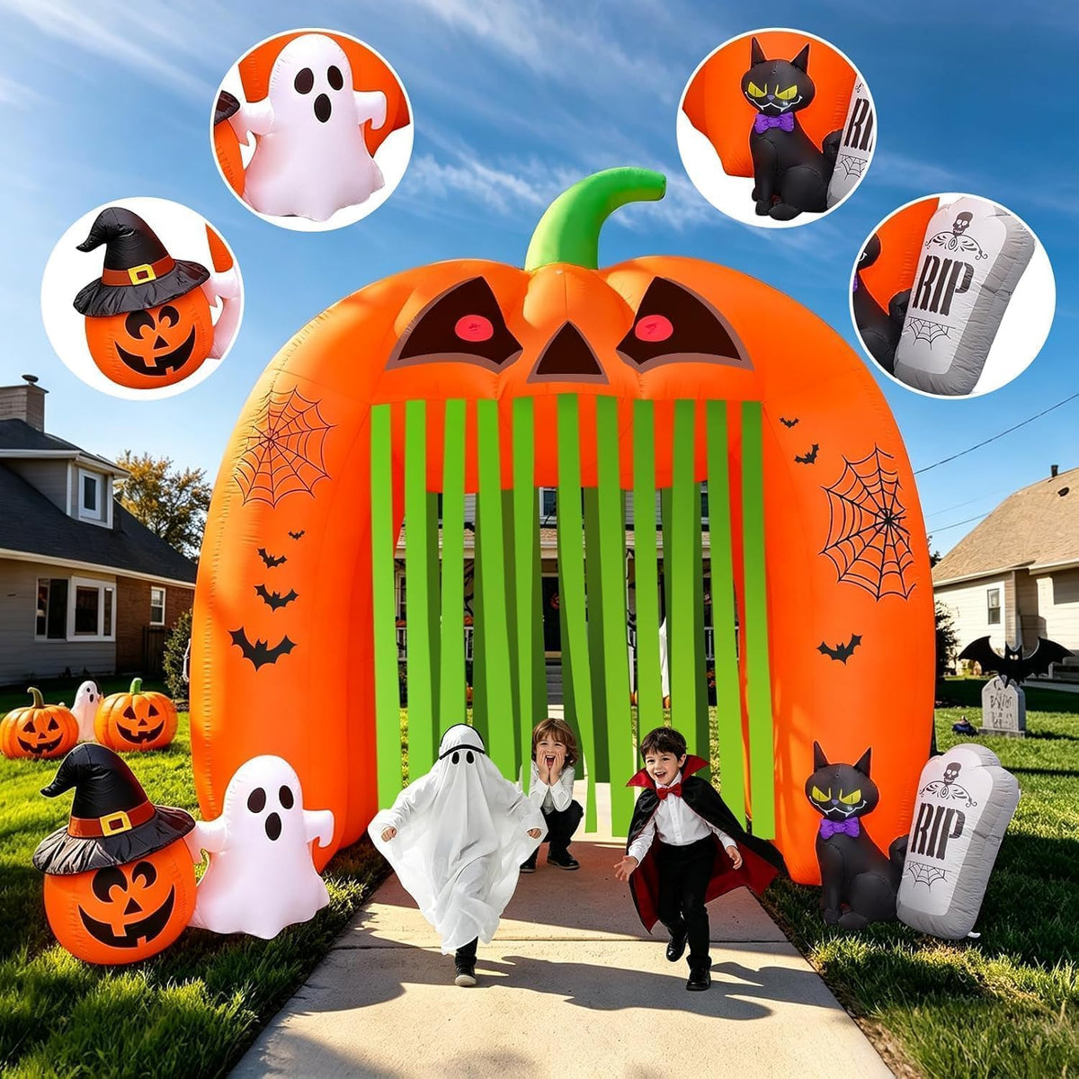 KALOLARY 12FT Pumpkin Halloween Inflatable Archway - outdoor scene