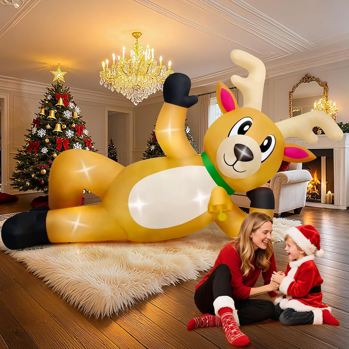 KALOLARY 10.5FT Lying Reindeer Christmas Yard Inflatable - detail view