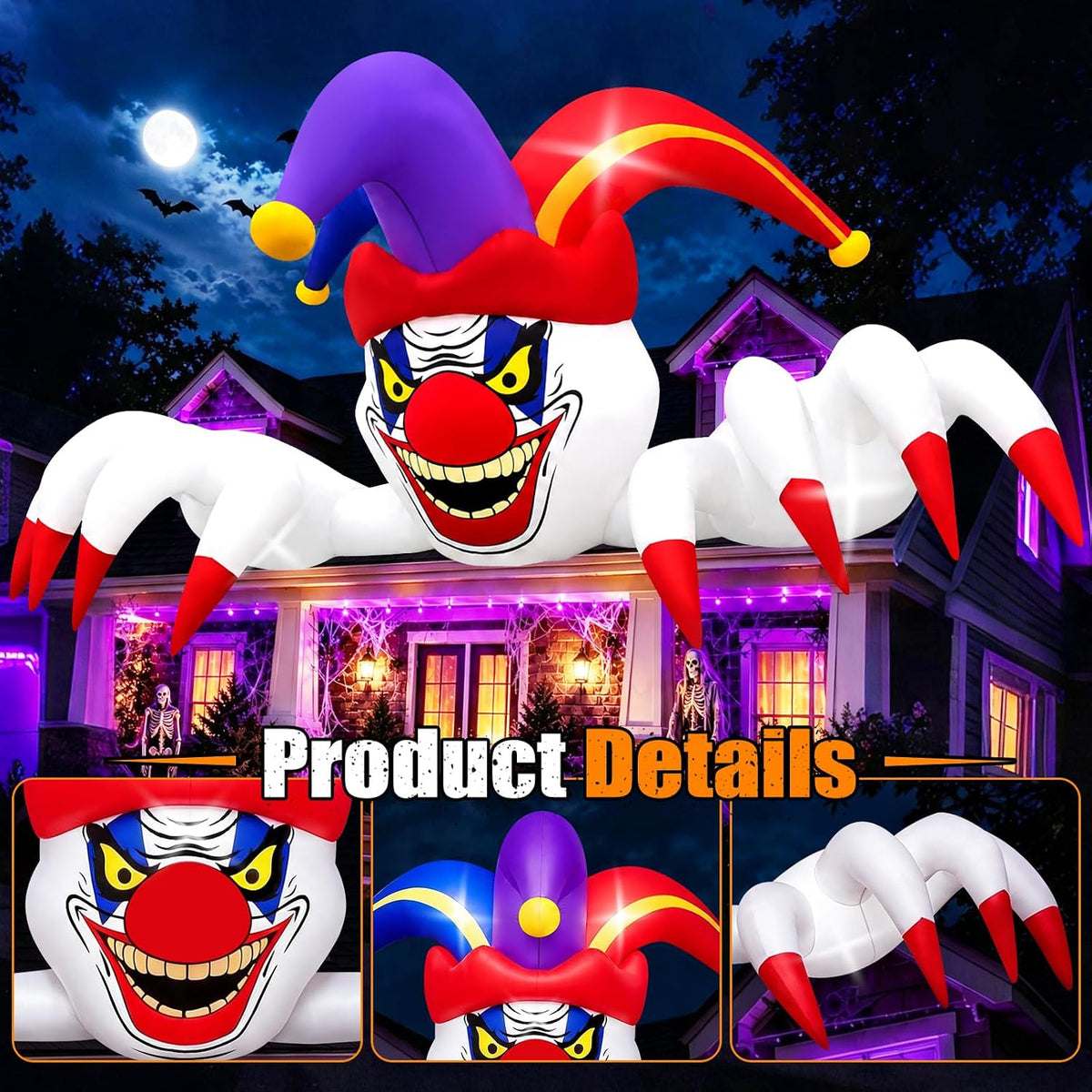 KALOLARY 11FT Scary Clown Halloween Yard Inflatable - size reference