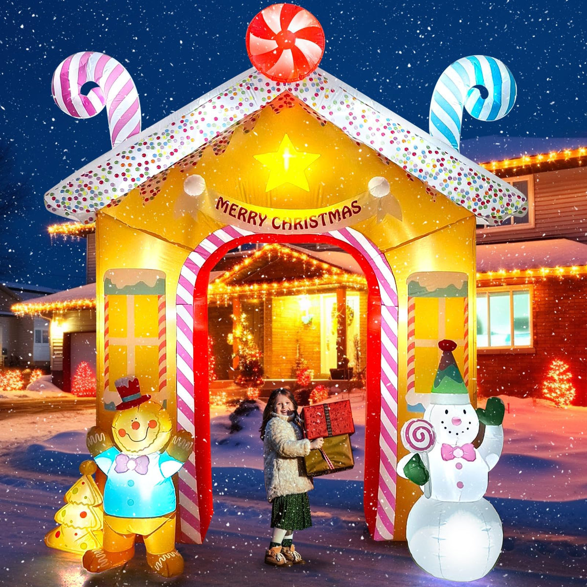 KALOLARY 10FT Gingerbread Man Christmas Inflatable Archway - main product view