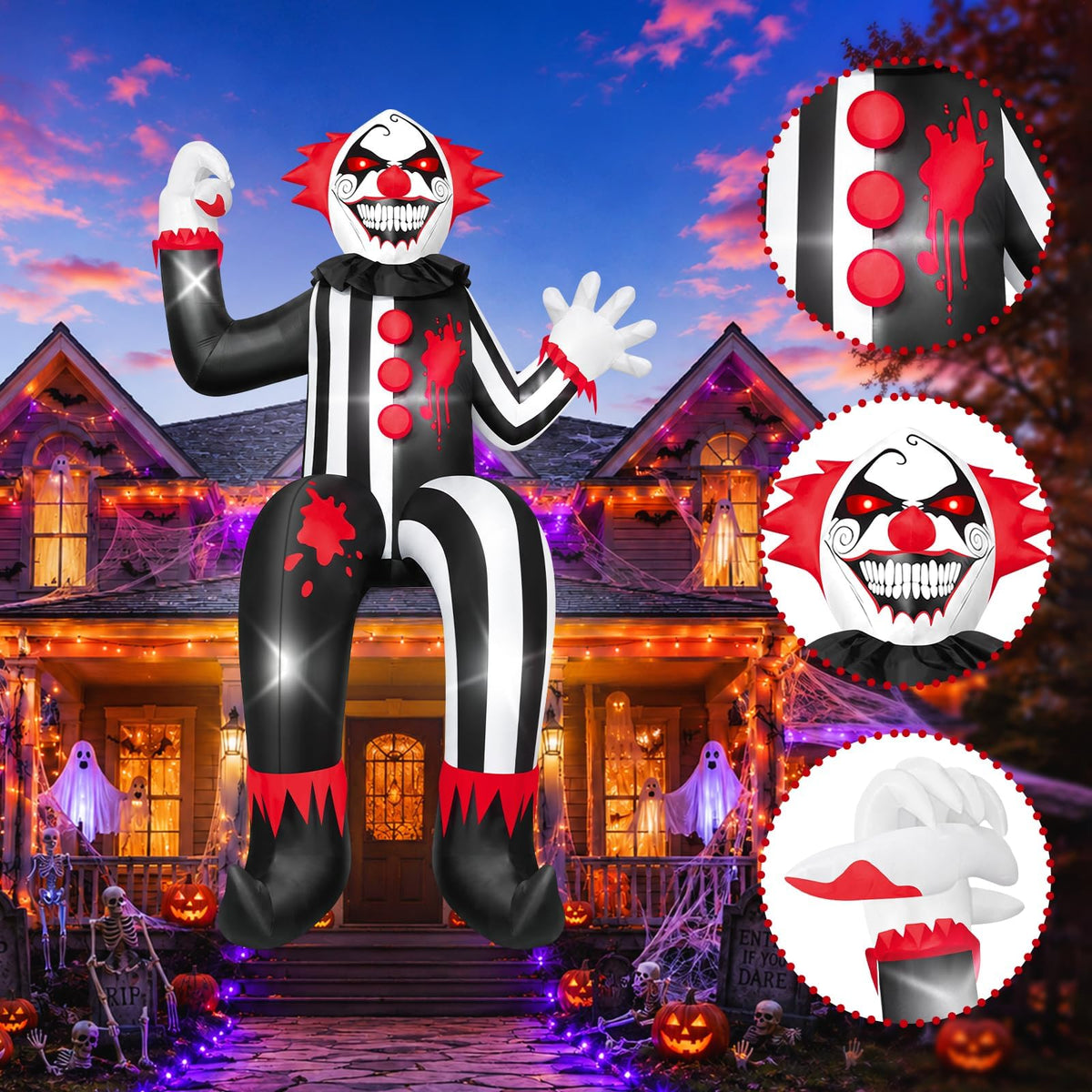 KALOLARY 15FT Clown Halloween Yard Inflatable - size reference